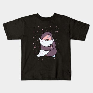 Sweet Sleepy Sloth and little pink stars Kids T-Shirt